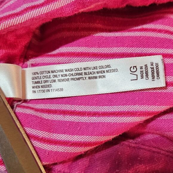 Gilligan & O'Malley Women's Size Large Pink‎ Striped Sleep Shirt Gown - Picture 4 of 5